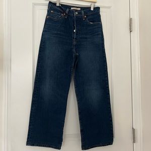Dark Wash Levi’s Ribcage Straight Ankle Jeans